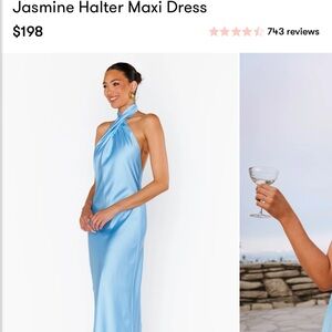 NWOT Show me your mumu Jasmine Halter Maxi Dress baby blue bridesmaid wedding